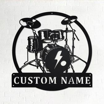 Custom Drummer Musical instrument Metal Wall Art, Personalized Drummer Name Sign Decoration For Room, Drummer Home Decor, Custom Drummer - Thegiftio UK