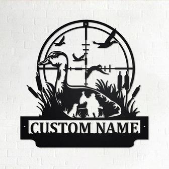 Custom Duck Hunting Metal Wall Art, Personalized Duck Hunter Name Sign Decoration For Room, Duck Hunting Metal Home Decor, Custom Hunting - Thegiftio UK
