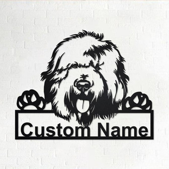 Custom English Sheepdog Dog Metal Wall Art, Personalized English Sheepdog Name Sign Decoration For Room, English Sheepdog Metal Home Decor - Thegiftio UK