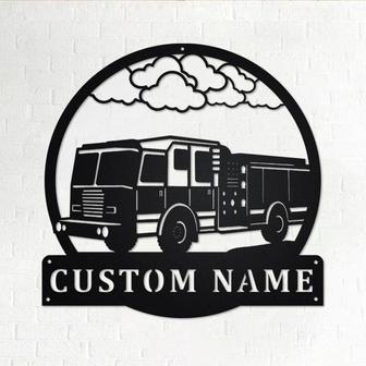 Custom Fire Truck Metal Wall Art, Personalized Truck Driver Name Sign Decoration For Room, Fire Truck Home Decor, Custom Truck - Thegiftio UK
