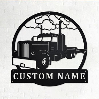 Custom Flat Bed Semi Truck Metal Wall Art, Personalized Truck Driver Name Sign Decoration For Room, Bed Semi Truck Home Decor, Custom Truck - Thegiftio UK