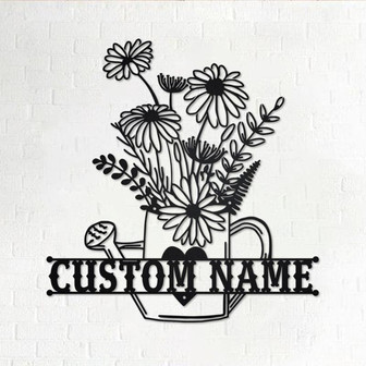 Custom Floral Frame Metal Wall Art, Personalized Floral Frame Name Sign Decoration For Room, Floral Frame Metal Home Decor, Floral Frame - Thegiftio UK