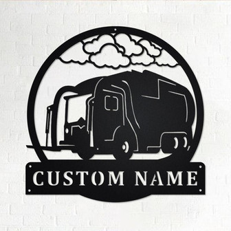 Custom Front Garbage Truck Metal Wall Art, Personalized Truck Driver Name Sign Decoration For Room, Front Garbage Truck Home Decor, Trucker - Thegiftio UK