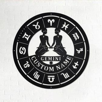 Custom Gemini Zodiac Metal Wall Art, Personalized Gemini Zodiac Name Sign Decoration For Room, Horoscope Home Decor, Custom Gemini Zodiac - Thegiftio UK