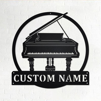 Custom Grand Piano Metal Wall Art, Personalized Grand Piano Name Sign Decoration For Room, Grand Piano Home Decor, Custom Grand Piano - Thegiftio UK
