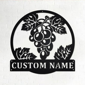 Custom Grape Metal Wall Art, Personalized Grape Fram Name Sign Decoration For Room, Grape Home Decor, Custom Grape, Grape Lover Gift, Grape - Thegiftio UK
