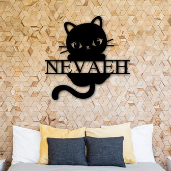 Custom Home Decor,wall sign, Cat sign, Housewarming Gift,cat art,wall art,Custom Metal Sign,Outdoor Metal Sign,Welcome sign, wall decor,art - Thegiftio