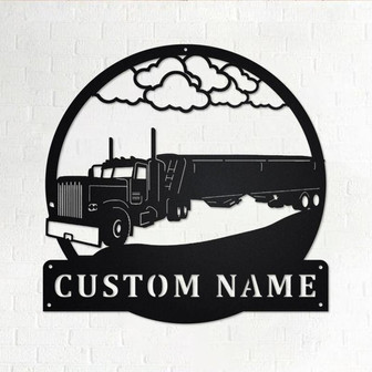Custom Hopper Trailer Truck Metal Wall Art, Personalized Truck Driver Name Sign Decoration For Room, Hopper Trailer Truck Home Decor - Thegiftio