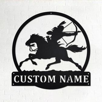 Custom Indian Riding A Horse Metal Wall Art, Personalized Indian Riding Name Sign Decoration For Room, Indian Riding Home Decor - Thegiftio UK