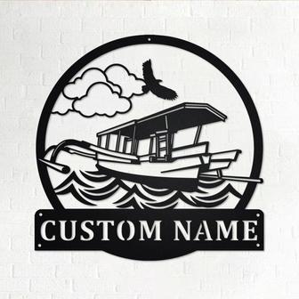 Custom Jukung Boat Metal Wall Art, Personalized Jukung Boat Name Sign Decoration For Room, Jukung Boat Metal Home Decor, Custom Jukung Boat - Thegiftio UK