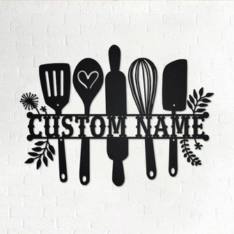 Custom Kitchen Split Frame Metal Wall Art, Personalized Kitchen Name Sign Decoration For Room, Kitchen Metal Home Decor, Custom Kitchen - Thegiftio