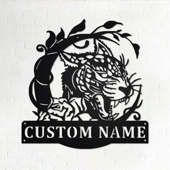 Custom Leopard Animals Metal Wall Art, Personalized Leopard Name Sign Decoration For Room, Leopard Metal Home Decor, Custom Leopard - Thegiftio UK