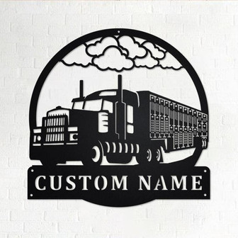 Custom Live Stock Semi Truck Metal Wall Art, Personalized Truck Driver Name Sign Decoration For Room, Live Stock Semi Truck Home Decor - Thegiftio