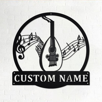 Custom Lute Musical Instrument Metal Wall Art, Personalized Lute Name Sign Decoration For Room, Lute Metal Home Decor, Custom Lute - Thegiftio