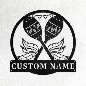 Custom Maracas Musical Instrument Metal Wall Art, Personalized Maracas Teacher Name Sign Decoration For Room, Maracas Home Decor, Maracas - Thegiftio UK
