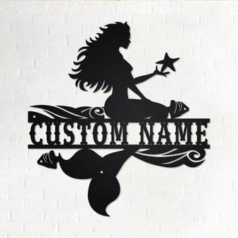 Custom Mermaid Metal Wall Art, Personalized Mermaid Name Sign Decoration For Room, Mermaid Metal Sign, Mermaid Home Decor , Custom Mermaid - Thegiftio UK