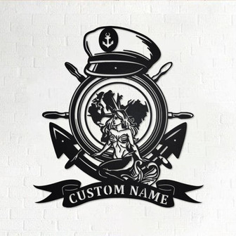 Custom Mermaid Sailor Anchor Compass Metal Wall Art, Personalized Sailor Name Sign Decoration For Room, Sailor Home Decor, Custom Sailor - Thegiftio UK