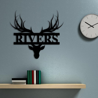 Custom Metal Deer Head Sign, wall hanging, deer sign, home decor, custom name sign, custom home decor, wall art, wildlife, personalized - Thegiftio