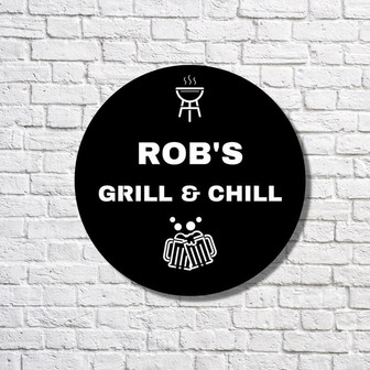 Custom Metal Grill Sign, Family BBQ Metal Sign, Personalized Man Sign, Door Hanger, Outdoor Metal Sign, Wedding Gift, Monogram Sign - Thegiftio UK