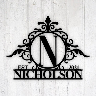 Custom Metal Name Sign, Personalized Metal Sign, Outdoor Signs, Family Name Metal Sign, Last name Metal Sign, Monogram Sign with EST date - Thegiftio UK