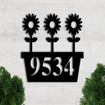 Custom Metal Sign, Address Sign, Custom address sign, door hanging, home decor, house number, wall art, flower art,wall hanging,personalized - Thegiftio