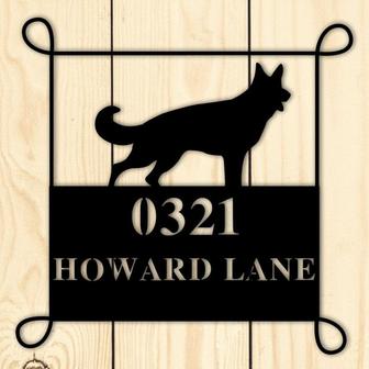 Custom Metal Sign, Address Sign, Custom Dog Sign, Dog, House number, wall sign, door hanging, wall art, custom wall sign, personalized sign - Thegiftio UK
