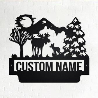 Custom Moose Family Metal Wall Art, Personalized Moose Family Name Sign Decoration For Room, Moose Family Metal Home Decor, Custom Moose - Thegiftio UK