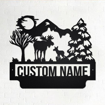 Custom Moose Family Metal Wall Art, Personalized Moose Family Name Sign Decoration For Room, Moose Family Metal Home Decor, Custom Moose - Thegiftio