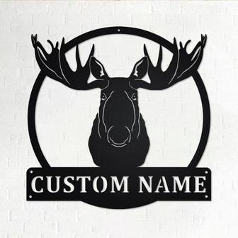 Custom Moose Head Metal Wall Art, Personalized Moose Head Name Sign Decoration For Room, Moose Head Home Decor, Custom Moose Head,Moose Gift - Thegiftio UK