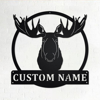Custom Moose Head Metal Wall Art, Personalized Moose Head Name Sign Decoration For Room, Moose Head Home Decor, Custom Moose Head,Moose Gift - Thegiftio