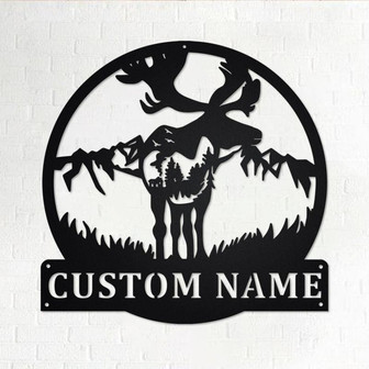 Custom Moose Metal Wall Art, Personalized Moose Hunter Name Sign Decoration For Room, Moose Metal Home Decor, Custom Moose - Thegiftio