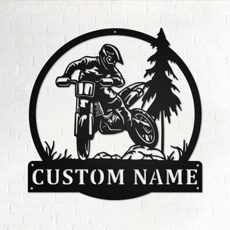Custom Motocross Rider Metal Wall Art, Personalized Biker Name Sign Decoration For Room, Motorcycle Metal Home Decor, Custom Motocross Rider - Thegiftio UK