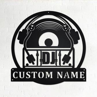 Custom Music Turntable Record Metal Wall Art, Personalized Marimba Disc Jockey Name Sign Decoration For Room, DJ Home Decor, Custom DJ - Thegiftio UK