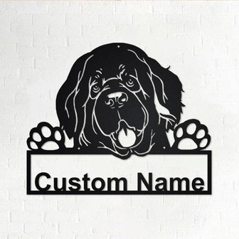 Custom Newfoundland Dog Metal Wall Art, Personalized Newfoundland Name Sign Decoration For Room, Newfoundland Home Decor, Custom Dog - Thegiftio UK