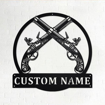 Custom Old Flintlock Pistol Metal Wall Art, Personalized Old Flintlock Pistol Name Sign Decoration For Room, Old Flintlock Pistol Home Decor - Thegiftio UK