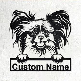 Custom Papillon Dog Metal Wall Art, Personalized Papillon Name Sign Decoration For Room, Papillon Metal Home Decor, Custom Dog, Papillon Dog - Thegiftio UK