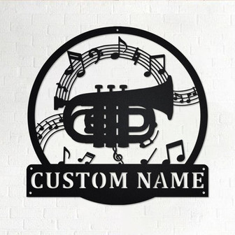 Custom Pocket Trumpet Musical Instrument Metal Wall Art, Personalized Pocket Trumpet Name Sign Decoration For Room,Pocket Trumpet Home Decor - Thegiftio UK