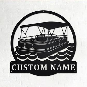 Custom Pontoon Boat Metal Wall Art, Personalized Pontoon Boat Name Sign Decoration For Room, Pontoon Boat Home Decor, Custom Pontoon Boat - Thegiftio UK