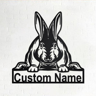 Custom Rabbit Metal Wall Art, Personalized Rabbit Name Sign Decoration For Room, Rabbit Home Decor, Custo Rabbit, Rabbit Metal Wall Decor - Thegiftio UK