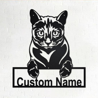 Custom Russian Blue Cat Metal Wall Art, Personalized Russian Blue Cat Name Sign Decoration For Room, Russian Blue Cat Home Decor, Custom Cat - Thegiftio UK