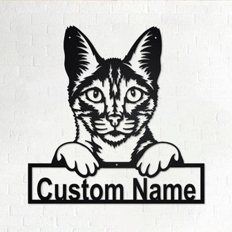 Custom Savannah Cat Metal Wall Art, Personalized Savannah Cat Name Sign Decoration For Room, Savannah Cat Home Decor, Custom Savannah Cat - Thegiftio UK
