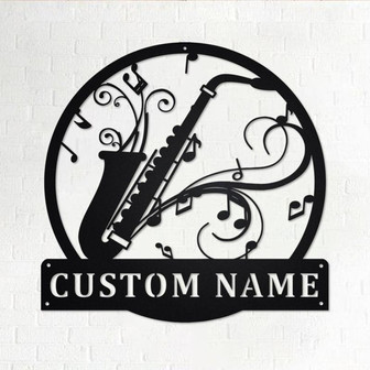 Custom Saxophone Musical instrument Metal Wall Art, Personalized Saxophone Name Sign Decoration For Room, Saxophone Home Decor, Saxophone - Thegiftio UK