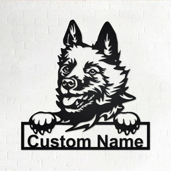 Custom Schipperke Dog Metal Wall Art, Personalized Schipperke Name Sign Decoration For Room, Schipperke Home Decor, Custom Dog, Schipperke - Thegiftio UK