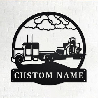 Custom Semi Loader Truck Metal Wall Art, Personalized Truck Driver Name Sign Decoration For Room, Semi Loader Truck Home Decor,Custom Truck - Thegiftio UK
