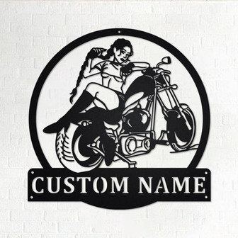 Custom Sexy Girl Motorcycle Metal Wall Art, Personalized Motorcycle Name Sign Decoration For Room, Motorcycle Home Decor, Custom Motorcycle - Thegiftio UK