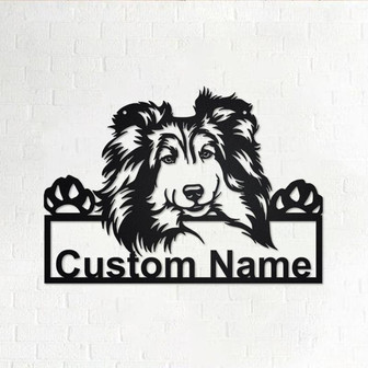 Custom Shetland Sheepdog Dog Metal Wall Art, Personalized Shetland Sheepdog Name Sign Decoration For Room, Shetland Sheepdog Home Decor - Thegiftio UK