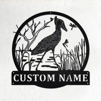 Custom Shoebill Whalehead Stork Bird Metal Wall Art,Personalized Shoebill Whalehead Stork Bird Name Sign Decoration For Room,Bird Home Decor - Thegiftio