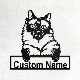 Custom Siamese Cat Metal Wall Art, Personalized Siamese Cat Name Sign Decoration For Room, Siamese Cat Home Decor, Custom Siamese Cat - Thegiftio UK