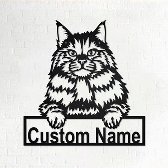 Custom Siberian Cat Metal Wall Art, Personalized Siberian Cat Name Sign Decoration For Room, Siberian Cat Home Decor, Custom Siberian Cat - Thegiftio