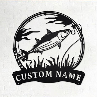 Custom Skipjack Tuna Fishing Metal Wall Art, Personalized Skipjack Tuna Fish Name Sign Decoration For Room, Skipjack Tuna Metal Home Decor - Thegiftio UK